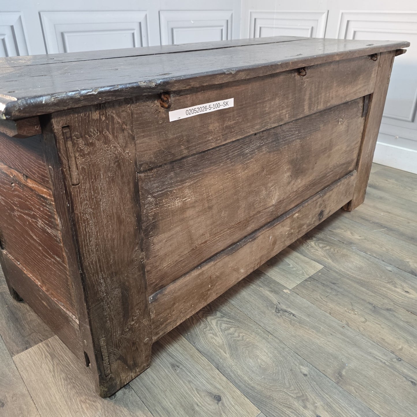 Antique Oak Coffer Trunk - Panelled Blanket Box Chest - 18th Century Solid Wood