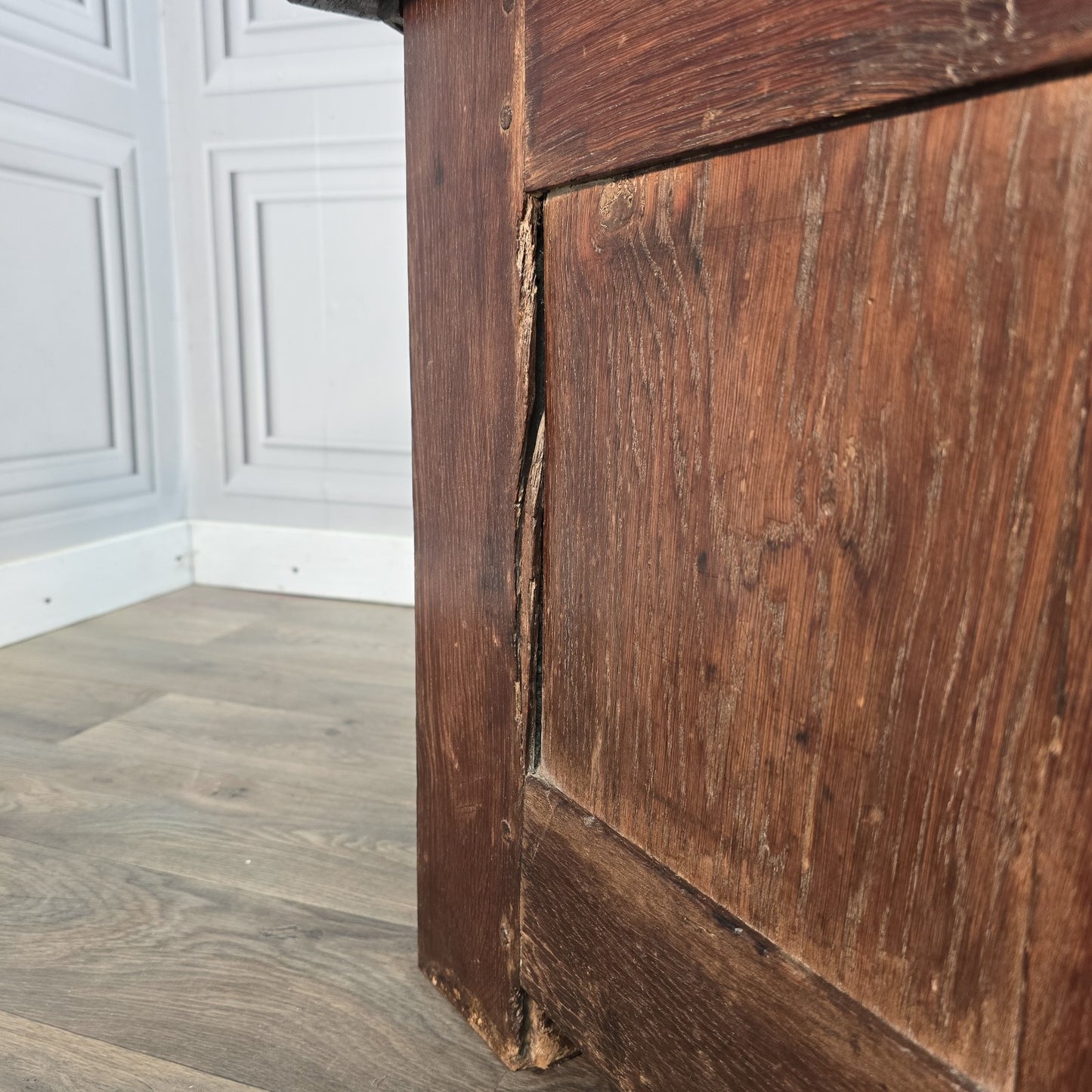 Antique Oak Coffer Trunk - Panelled Blanket Box Chest - 18th Century Solid Wood