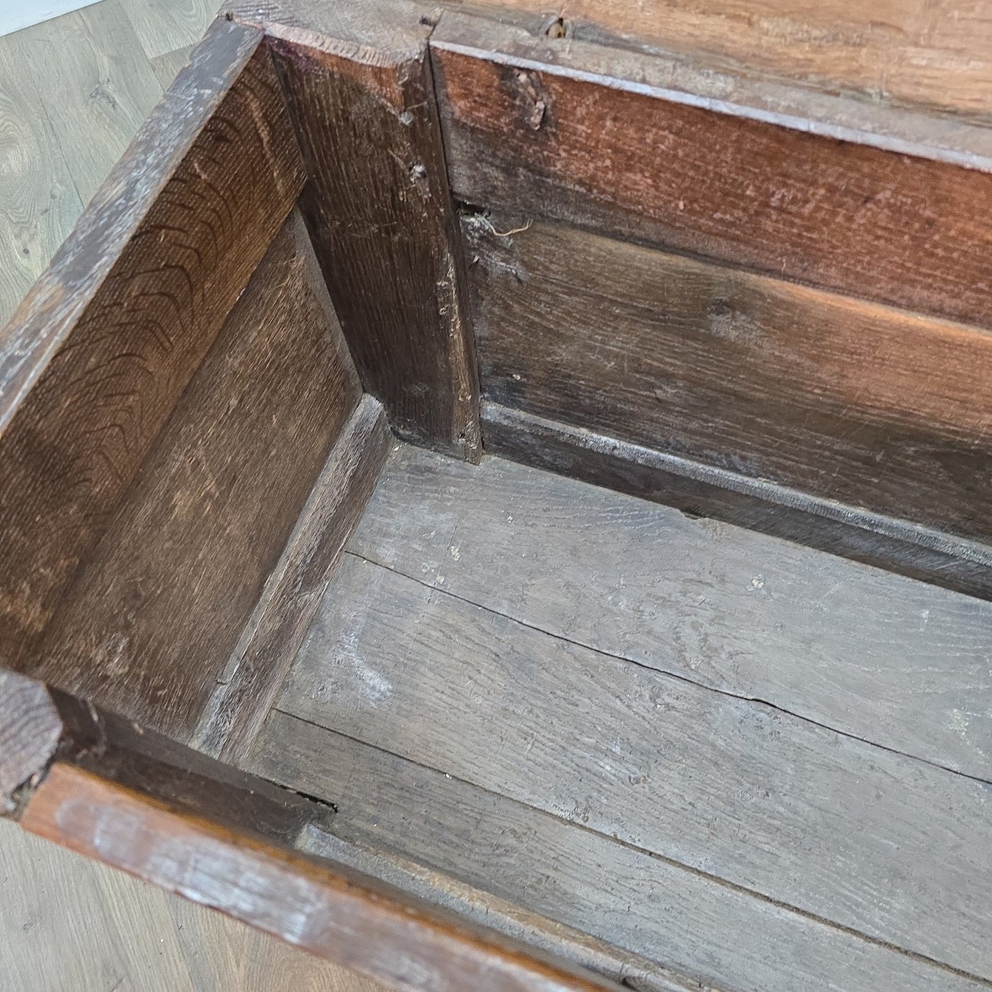 Antique Oak Coffer Trunk - Panelled Blanket Box Chest - 18th Century Solid Wood