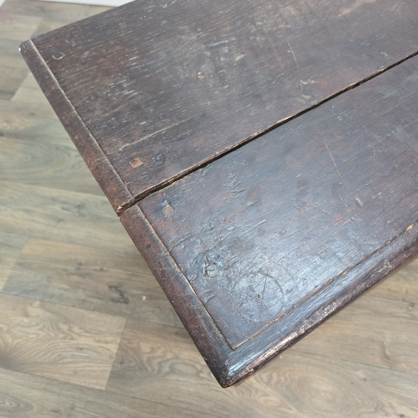 Antique Oak Coffer Trunk - Panelled Blanket Box Chest - 18th Century Solid Wood