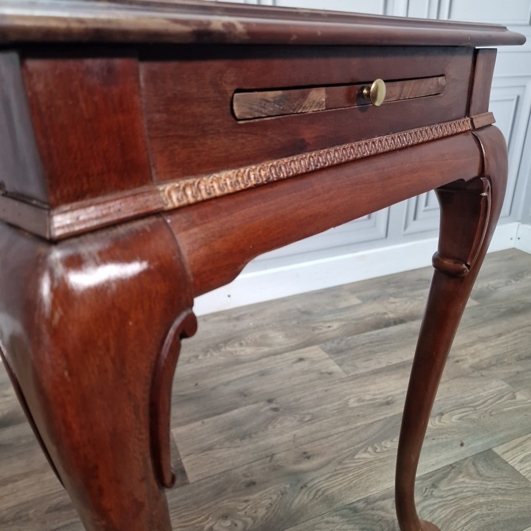 Vintage Antique Queen Anne Style Mahogany Side Table Pull-Out Slide - Cabroile
