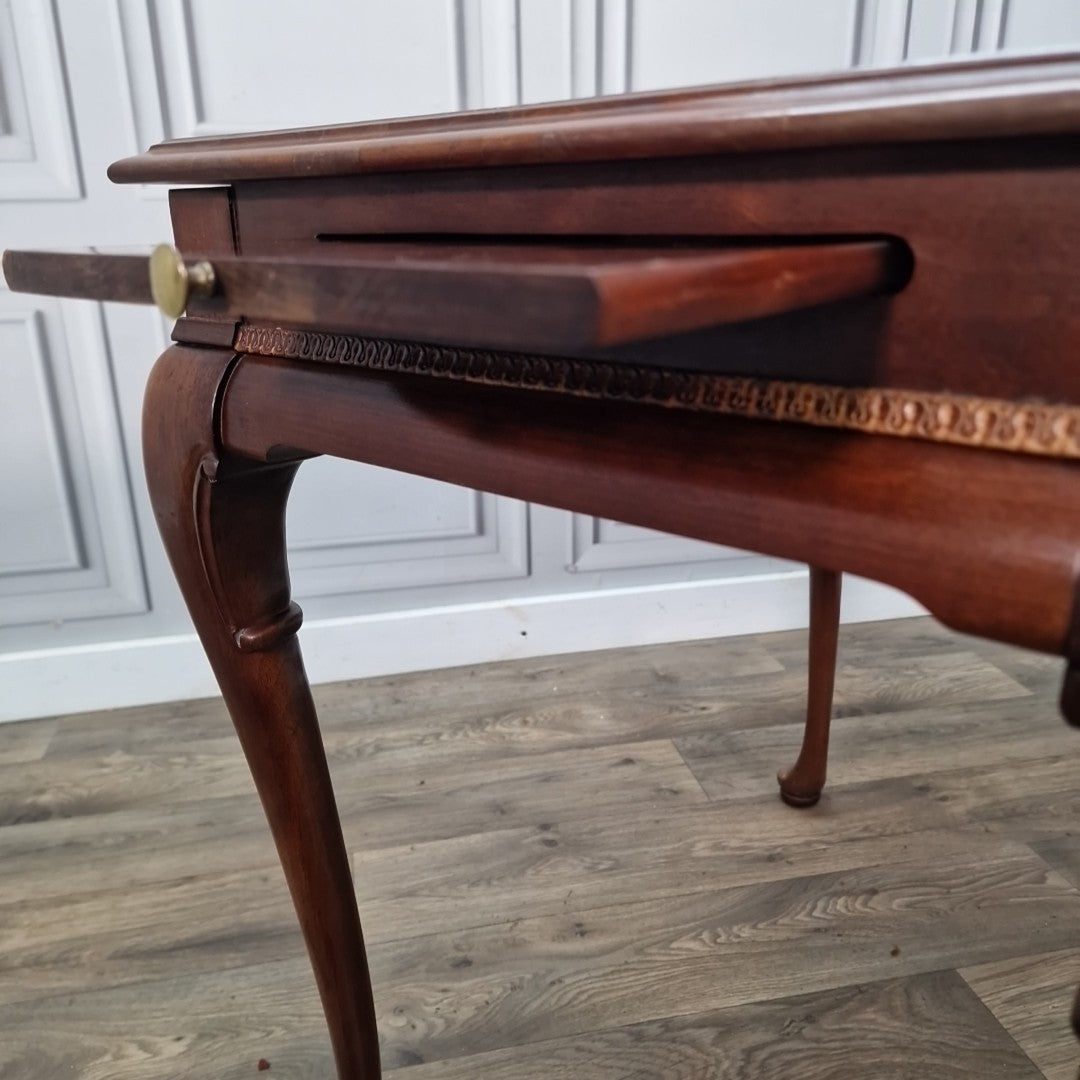 Vintage Antique Queen Anne Style Mahogany Side Table Pull-Out Slide - Cabroile