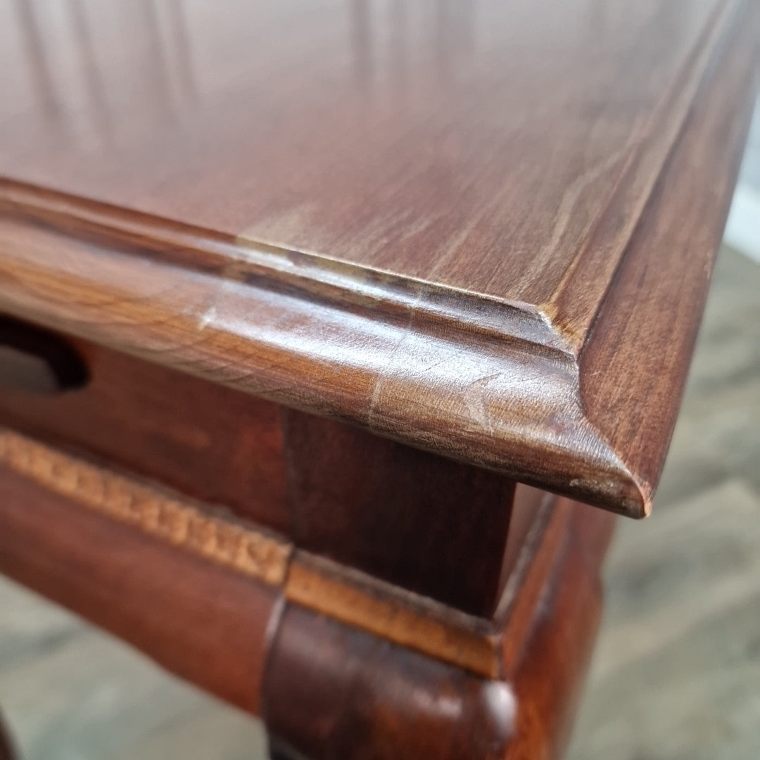 Vintage Antique Queen Anne Style Mahogany Side Table Pull-Out Slide - Cabroile