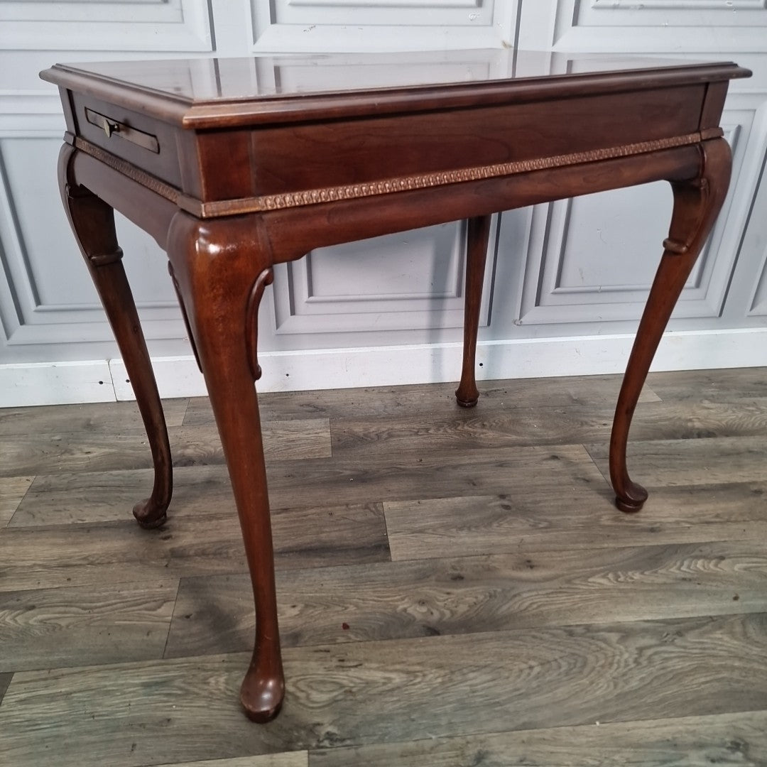 Vintage Antique Queen Anne Style Mahogany Side Table Pull-Out Slide - Cabroile